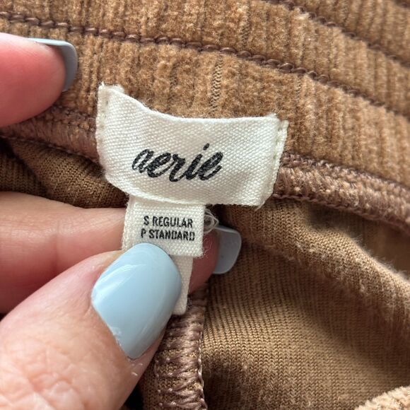 aerie Groove On Corduroy Flare Pants Pull On Elastic Waist Beige Small G217 - Picture 8 of 12